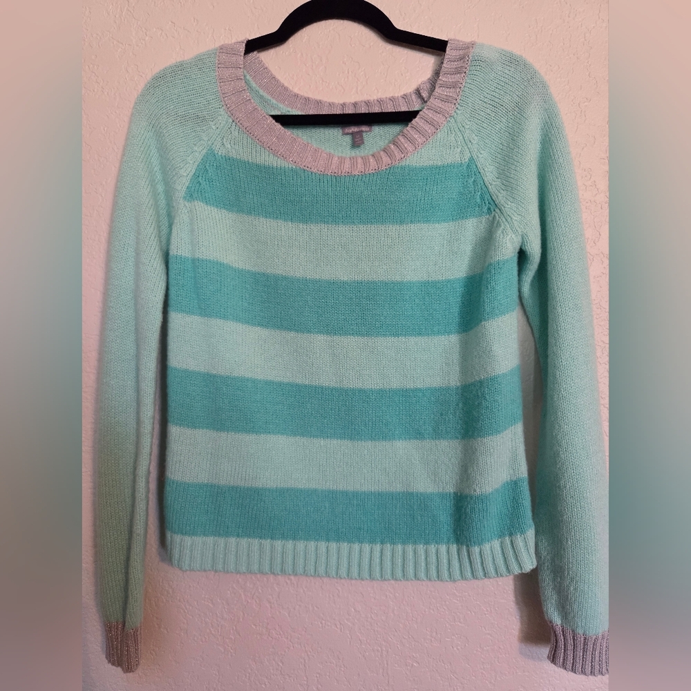 Charlotte Russe Green and Purple Crew Neck Sweater